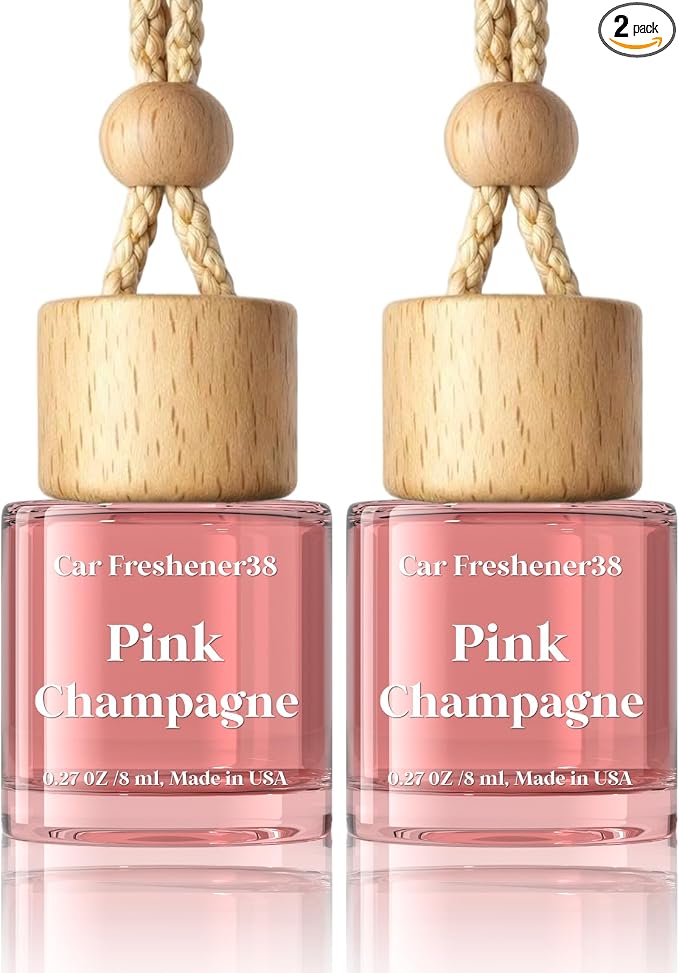 HoogaLife Car Air Freshener Diffuser 2 Pack Hanging Air Freshener Diffuser - Pink Sparkle Champagne Fragrance Oil Air Diffuse r for Car, 45+ Days Long Lasting Fragrance Made in USA (P38 SP) by HoogaLife