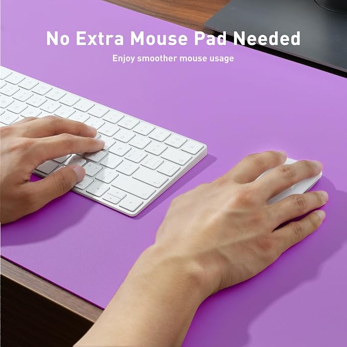 Aothia Leather Desk Pad Protector, Mouse Pad, Office Desk Mat, Non-Slip PU Leather Desk Blotter, Laptop Desk Pad, Waterproof Desk Writing Pad for Office and Home (23.6" x 13.7", Iris Violet) - Image 4