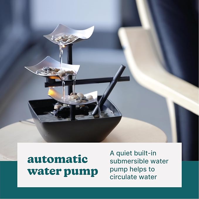 Homedics Tabletop Water Fountain, Home Décor Soothing Sound Machine - Automatic Pump, Deep Basin & Natural River Rocks. Indoor Zen Relaxation for Office, Living Room, or Bedroom, 8.25” Tall - Image 8