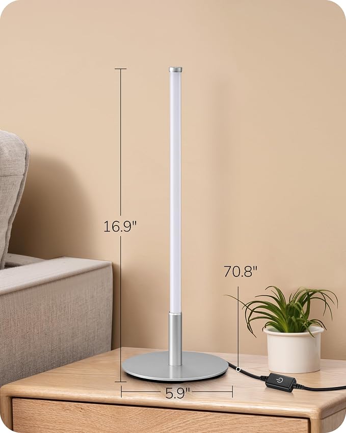 EDISHINE Upgraded LED Table Lamp, Stepless Dimmable Bedside Lamp with 3 Color Temperature, Modern Nightstand Lamp, Desk Lamp for Bedroom, Living Room, Corner, Gift, Metal Finish, Silver, 6W | 3 Color Temperature, Stepless Dimmable, 6W, Metal Finish, Sl... - Image 6