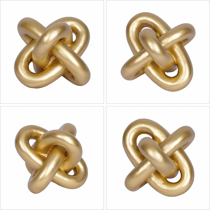 Gold Knot Statue Decor Modern Geometric Round Sculpture Table Sculptures and Figurines Round Decorative Ornaments Knick Knacks Home Decor for Shelves Coffee Table Bookshelf Decoration Gifts - Image 6