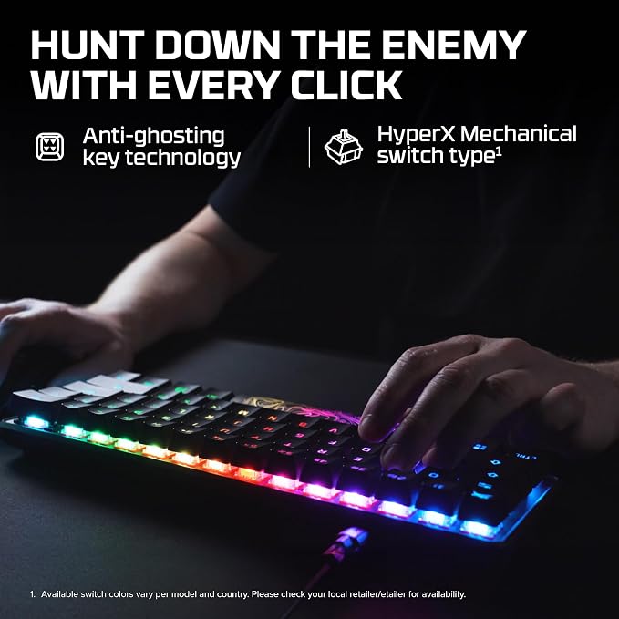 HyperX Alloy Origins 60 - Mechanical Gaming Keyboard - Ultra Compact 60% Form Factor - Tactile Aqua Switch - Double Shot PBT Keycaps - RGB LED Backlit - NGENUITY Software Compatible,Black - Image 3
