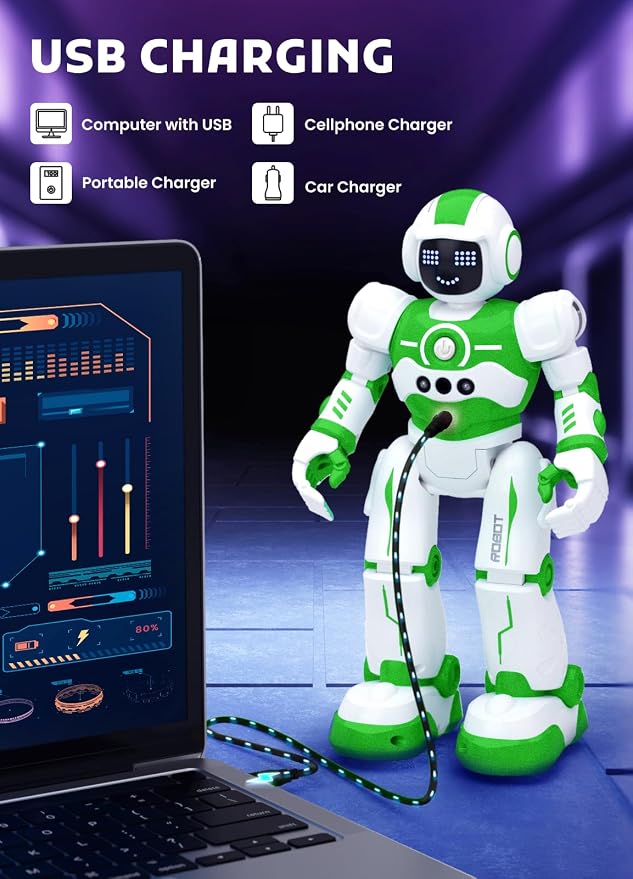 Robot Toys for Kids,Programmable Remote Control Smart Walking Dancing Robot Toy with Gesture & Sensing for Age 4 5 6 7 8 9 10 Year Old Boys Girls for Birthday Present,Green - Image 4