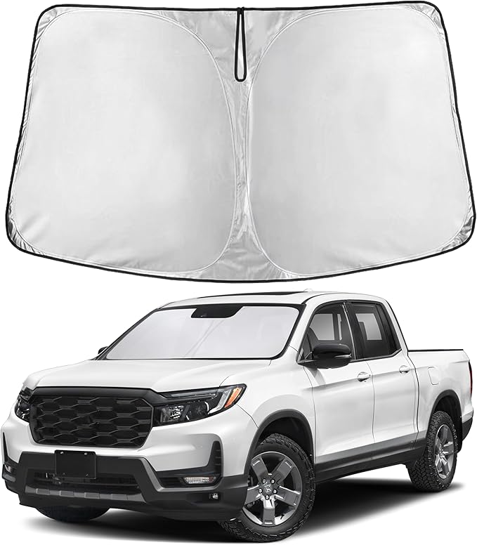 EcoNour Windshield Sun Shade Compatible for Honda Ridgeline 2017–2026 | Custom Fit Pickup Truck Front Window Sunshade | Foldable Heat & UV Reflective Sun Visor by EcoNour