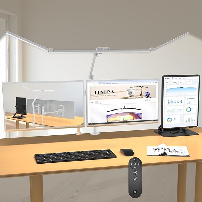 EPABINA 36W Ultra Bright Architect Desk Lamp with Clamp, Tall Overhead Rotatable Led Desk Light for Home Office, 47Inch Long Adjustable Monitor Light Bar with Remote for Computer Screen Desktop Table by EPABINA