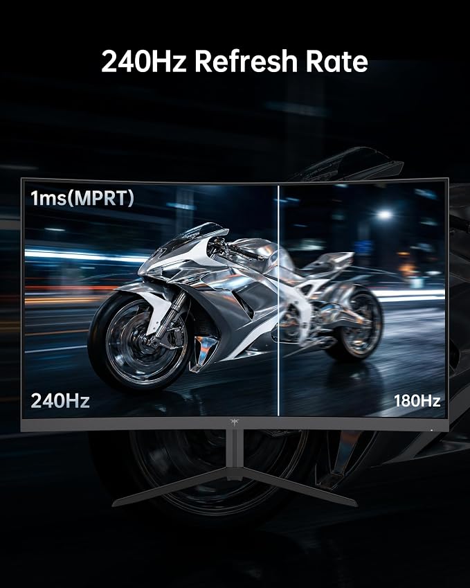 KTC 24 Inch Curved 240Hz Gaming Monitor, FHD 1500R Curved Computer Monitor 1080P, 3000:1 Contrast, Adaptive Sync, HDR, MPRT 1ms, HDMI DisplayPort, Low Blue Light, Tilt, VESA Mount, H24S17P - Image 2