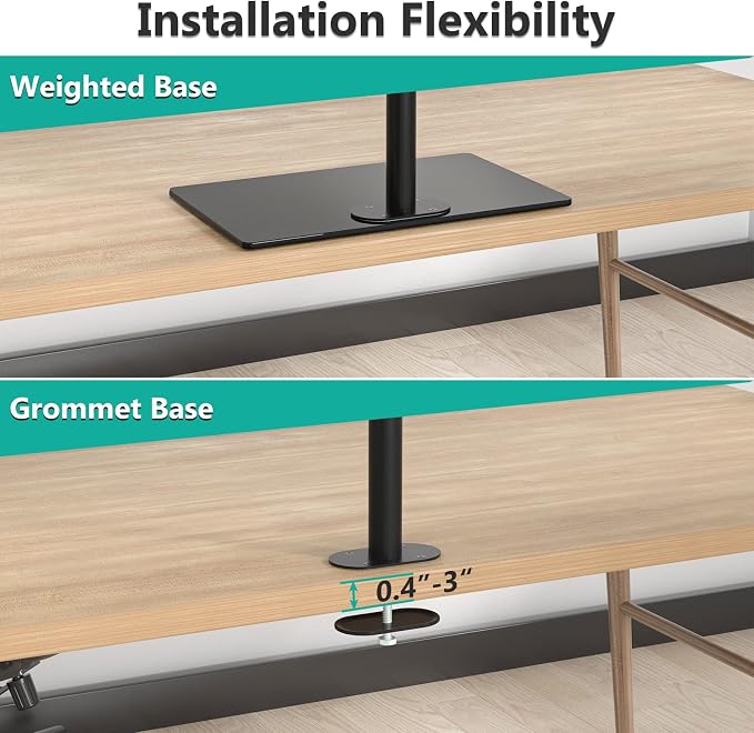 WALI Triple Monitor Stand, Height Adjustable Free-Standing Monitor Desk Mount, fits 3 Computer Screens up to 27 Inch, Holds up to 22lbs per Arm (GMF003) - Image 8