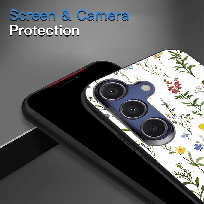 Designed for Galaxy S25 FE Phone Case,Slim Silicone Shockproof Protective Case for Galaxy S25 FE 6.7 inch,Flower Weeds Leaves - Image 5