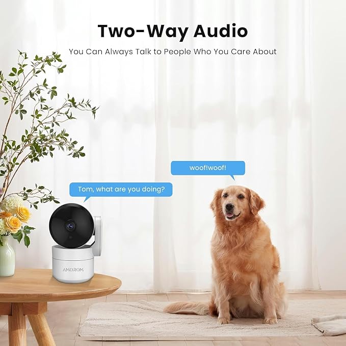 AMOROM Indoor Cameras, Alexa Camera for Baby/Elderly/Pet Monitoring | AI Smart Detection & Alarm, 2-way Talk, Night Vision, 2.4G WiFi App Control, Cloud & SD Card Storage, 2 Pack - Image 6