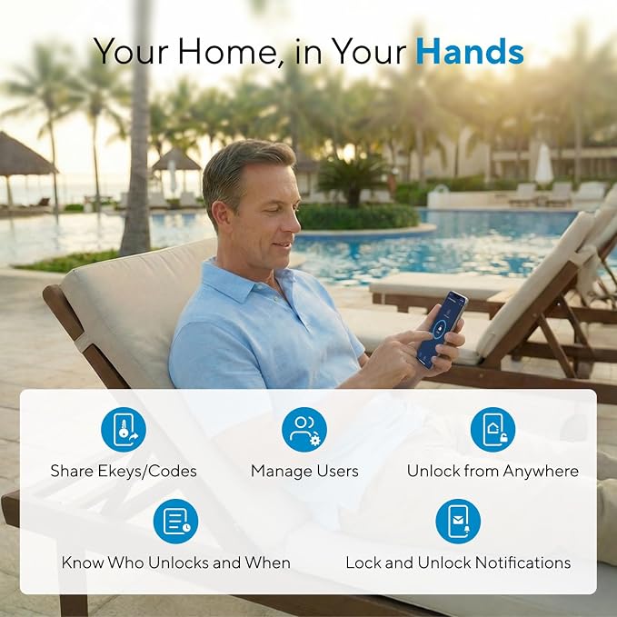 ULTRALOQ Bolt SE Smart Lock with Handle, Built-in Wi-Fi, Matter Over Thread, Works with Apple Home, Alexa, Google, Keyless Deadbolt with Fingerprint, App, Code, Remote Control, Gray - Image 3