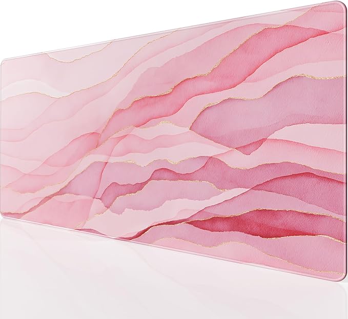 KTRIO Large Gaming Mouse Pad, Desk Mat, 31.5 x 15.7 in, Pink Glow, XXL | Smooth Micro-Weave Surface, Artistic Pattern Design, Non-Slip Rubber Base, Durable Stitched Edges, Office & Home Use by KTRIO