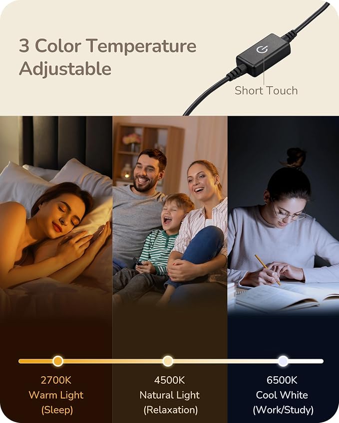EDISHINE Upgraded LED Table Lamp, Stepless Dimmable Bedside Lamp with 3 Color Temperature, Modern Nightstand Lamp, Desk Lamp for Bedroom, Living Room, Corner, Gift, Metal Finish, Silver, 6W | 3 Color Temperature, Stepless Dimmable, 6W, Metal Finish, Sl... - Image 3