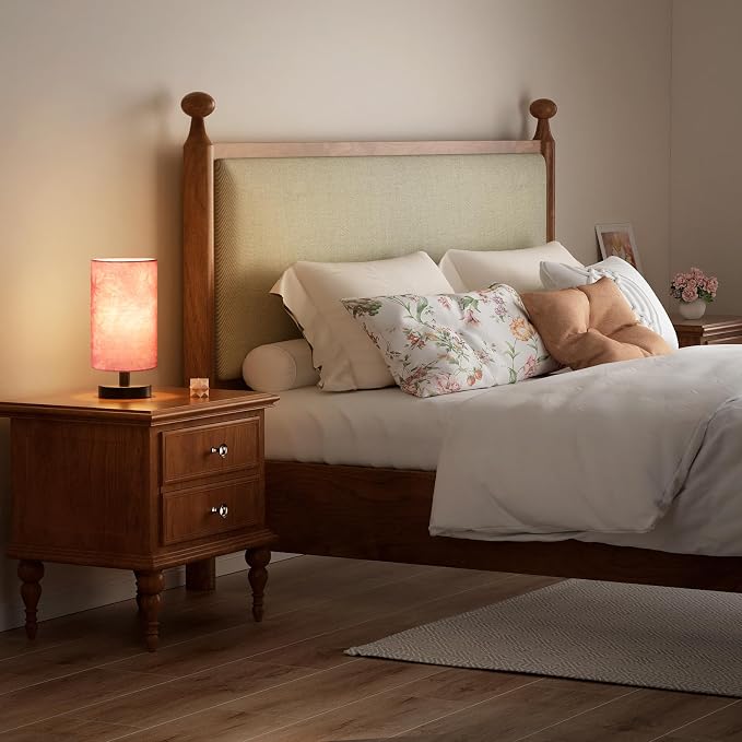 Fenmzee Small Table Lamps(Pink Shade - Black Base, 9" Inline Control) | 3000K LED Blub Included | 680 Lumens | Easy Assembly | Minimalist Design | E26 | for Kitchen | for Kids Room - Image 6