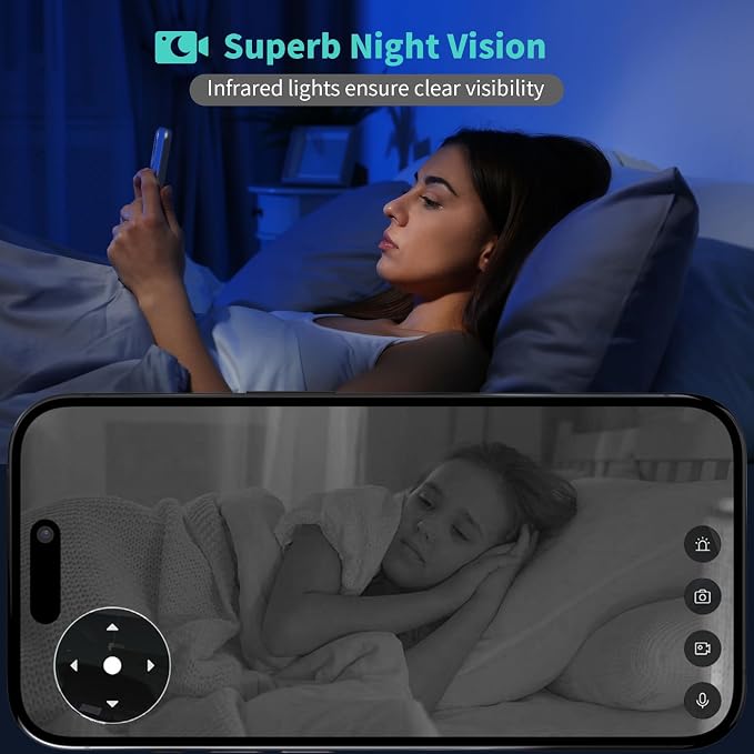 Alaga 3K Indoor Security Camera,5G and 2.4G WiFi,360° Pan and Tilt,AI Human Pet MotionDetection,Night Vision,Two-Way Audio,Compatible with Alexa & Google Assistant,Free 64G SD Card - Image 3