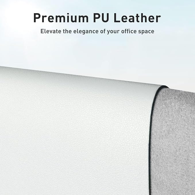 Aothia Leather Desk Pad Protector, Office Desk Mat, Large Mouse Pad, Non-Slip PU Leather Desk Blotter, Laptop Desk Pad, Waterproof Desk Writing Pad for Office and Home (48"x17", Barely Grey) - Image 2