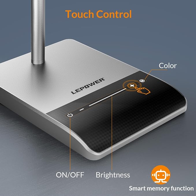 LEPOWER Desk Lamp, 800LM LED for Home Office, True Eye-Caring for Reading | 50 Lighting Modes, 2X Wider Panel, 360° Flexible Gooseneck, Touch Control, 12W Bright Table Lamp for Dorm, Bedroom, Study - Image 7