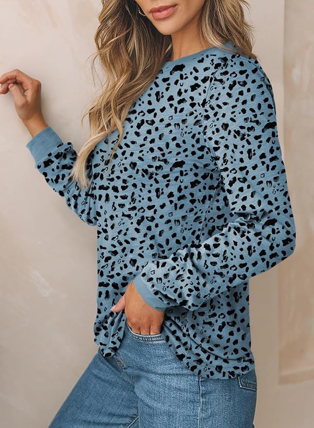 EVALESS Womens Crewneck Long Sleeve Tops Casual Polka Dots Tops Fall 2026 Tshirts Shirts - Image 3
