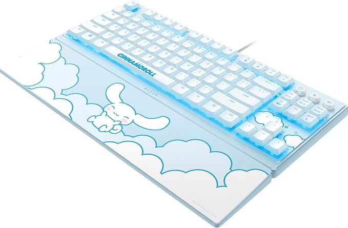 Razer Ornata V3 TKL Gaming Keyboard, Low-Profile Keys, Cinnamoroll Edition | Mecha-Membrane Switches, UV-Coated Keycaps, Backlit Media Keys, 8-Zone RGB Lighting, Magnetic Wrist Wrest - Image 9