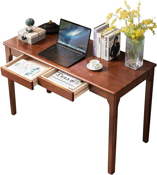 Solid Wood Desk with Drawers, Small Computer Desk for Small Spaces, Gaming Study Home Office Desks for Work, Student PC Desk for Bedroom, Escritorios para Cuartos (Cherry Color, 47inch) by Unknown