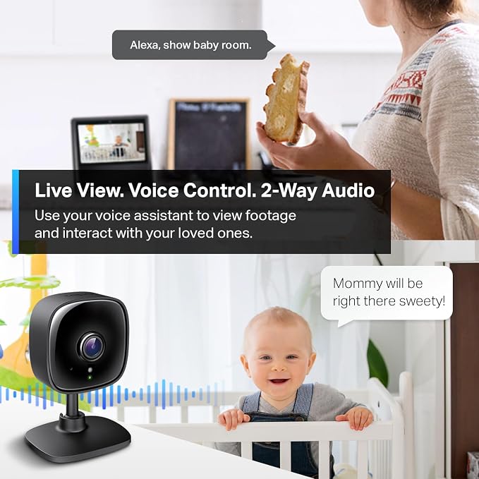 Tapo 2K Indoor Wired Security Camera - Works as a Baby Monitor & Pet Camera, Person/Motion/Baby Cry Detection, 2-Way Audio, Siren, Subscription-Free Local Storage or Optional Cloud, Black, C111 - Image 3