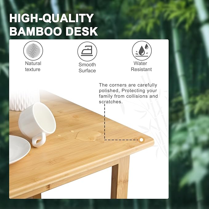 Nnewvante 47 Inch Computer Desk, Bamboo Writing Desk | Modern Simple Work Desk, for Home Office, Gaming Desk Study Table - Image 6