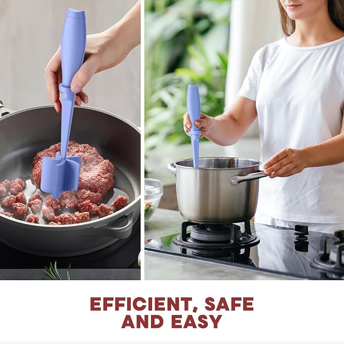 2Pack Meat Chopper Upgrade Hamburger Smasher, Masher for Ground Beef | Heat Resistant, Food-Grade Nylon, for Ground Turkey/Chicken and More, Non Stick Mix Grinder, Dishwasher Safe, Purple - Image 6