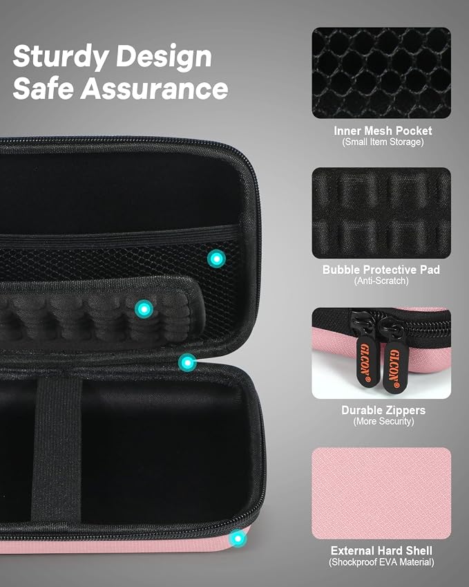 Gentle-Pink Hard Shell Carrying Case for External Hard Drive, Hard Disk, Power Bank, Charger, Cable, Tool, Electronic Accessories - Large Storage Pouch Portable Travel Bag Case for Women Girls Lady - Image 6