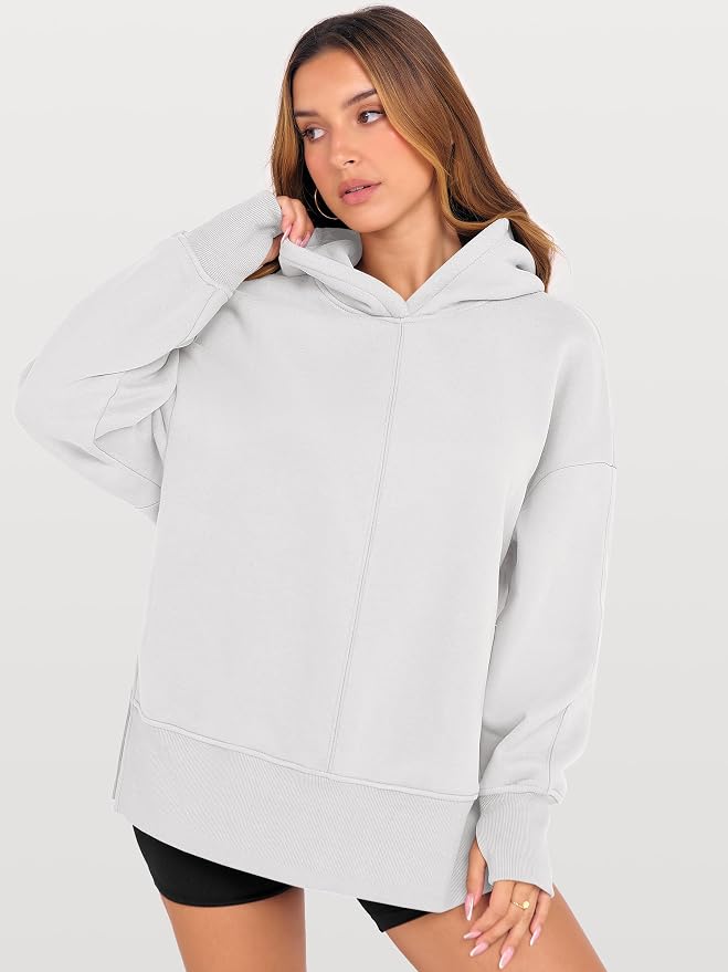 ANRABESS Womens Oversized Hoodies Long Sleeve Fleece Side Slit Hooded Sweatshirts Pullover 2026 Fall Outfits Y2K Clothes - Image 3