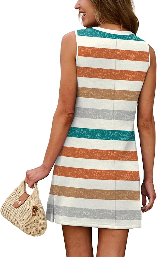 WIHOLL Casual Dresses for Women Crewneck Sleeveless Tank Dress Summer Spring Boho Vacation Clothes - Image 5