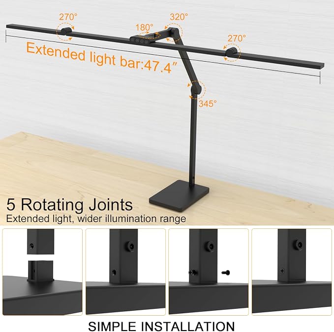 Omorepa 36W 3000LM Ultra Bright Architect Desk Lamp with Base, 47.4Inches Wide Tall Overhead Desk Light for Home Office, Dimmable Table Light with Remote for Desktop Working,Drafting,Reading - Image 4