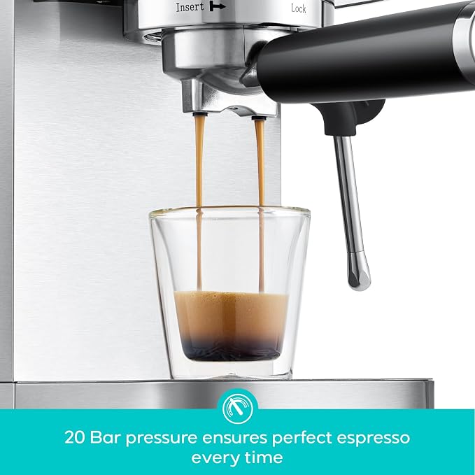 CASABREWS 3700 Essential Stainless Steel Espresso Machine with Steam Wand | 20-Bar Italian Pump, Powerful Steam Wand, 43.9oz Removable Water Tank, Compact Espresso Maker for Home, Cappuccino & Latte - Image 3