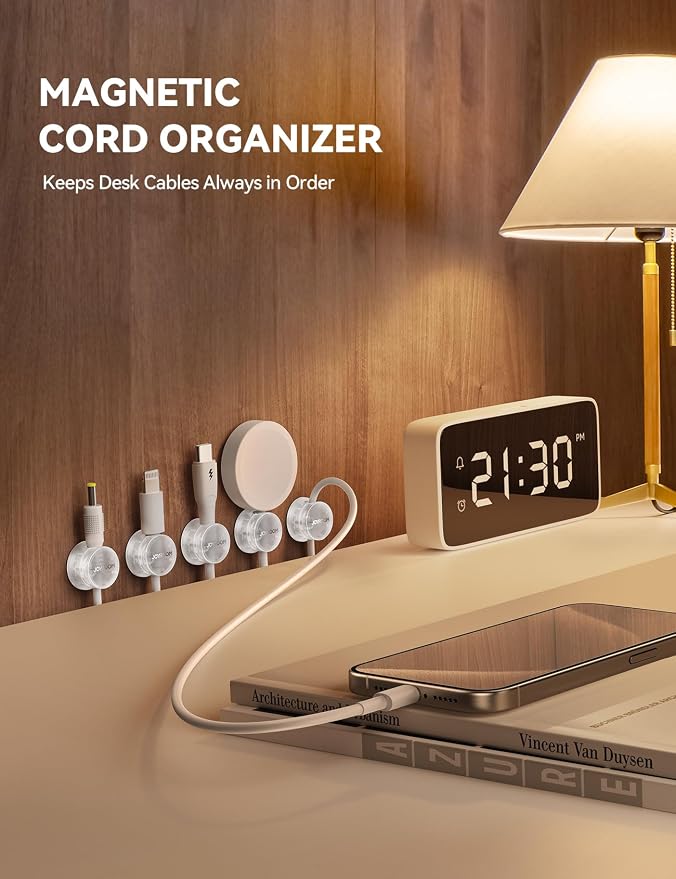 JOYROOM 9 Pack Magnetic Cable Clips, Cord Organizer Adhesive Wire Holder | Home Nightstand Office Desk Accessories, Car Wall Organization, Phone Charger Cord Holder Management, Cable Smooth Adjustable - Image 2