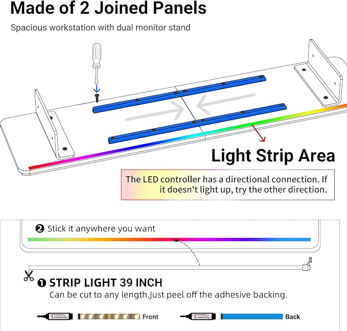 AFOOYO Monitor Stand Riser,31.5-Inch LED Light Wood Computer Monitor Stand with Adjustable Acrylic Legs,Desk Accessories Desktop Organizer Stand for, Computer,Laptop,Printer,PC TV Screen Riser,Black - Image 6