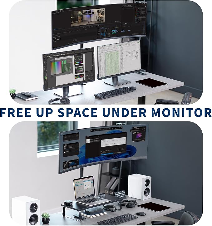 VIVO Single Ultra-Wide Monitor Desk Mount for up to 49 inch Ultrawide Screens, Extra Tall Heavy Duty Adjustable Stand Holds 44 lbs, Black, STAND-V100R - Image 6