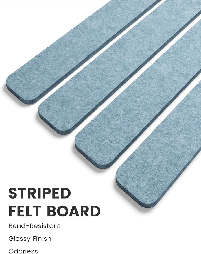 Fluxynara 13" x 2" Felt Wall Panels, Dusty Blue | 8-Pack Includes 50 Push Pins and Adhesive Tabs for Photos, Notes and Decor in Bedroom Doors, Home Office or Studios - Image 3