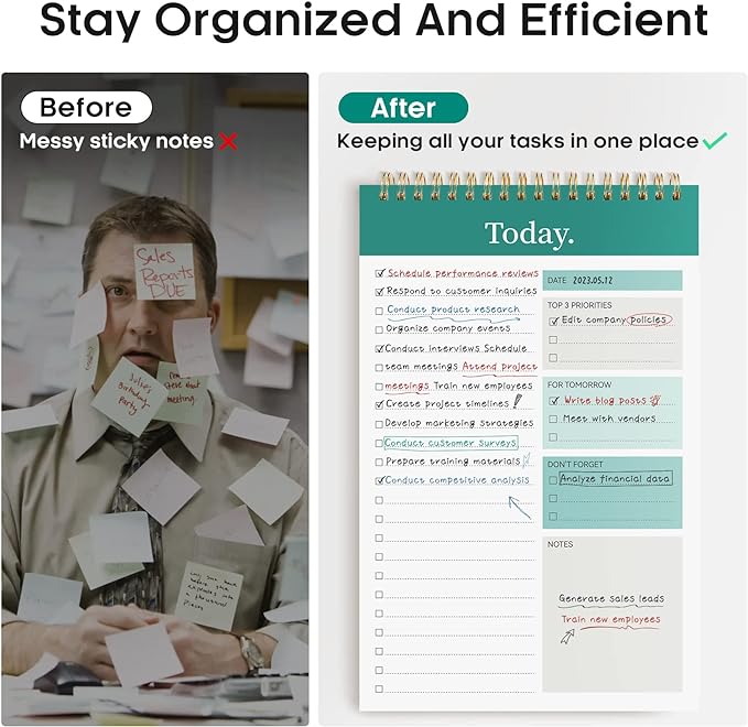 Taja To Do List Notepad, Undated Daily Planner for Work and Goal Setting | Greenery Sway, 52 Sheets, 9.8" x 6.5" , for Office, Home and school, Daily Task Planning, Notes and Everyday Organization - Image 5