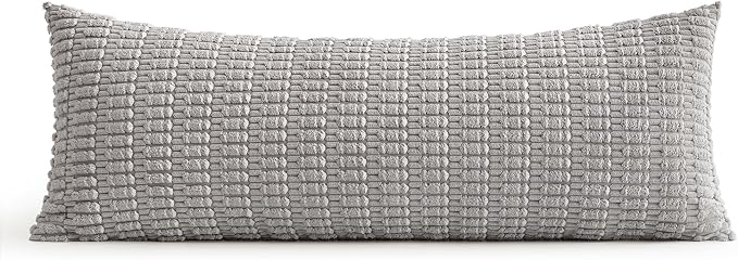 MIULEE Pack of 1 Light Grey Long Body Lumbar Decorative Throw Pillow Cover 14x36 Inch for Bed Couch Sofa Living Room Soft Boho Pillow Cover Modern Farmhouse Home Decor - Image 6