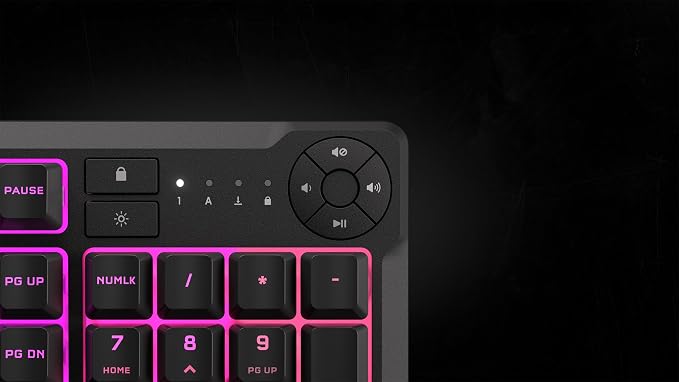 Corsair K55 CORE RGB Membrane Wired Gaming Keyboard – QWERTY US Layout – Quiet, Responsive Switches – Spill Resistance – Ten-Zone RGB – Media Keys – iCUE Compatible – PC, Mac – Black - Image 6