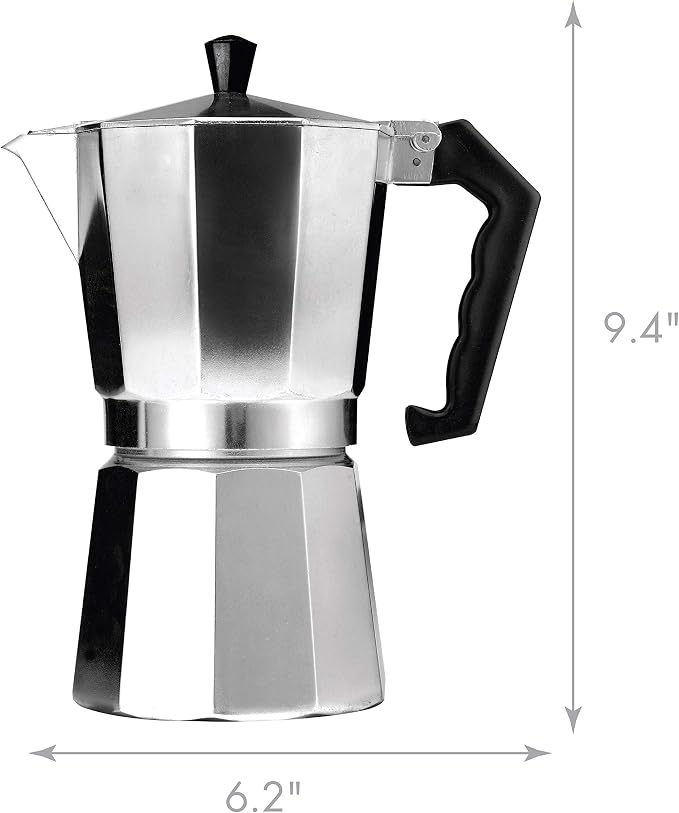 Primula Classic Stovetop Espresso and Coffee Maker, Moka Pot for Italian and Cuban Café Brewing, Greca Coffee Maker, Cafeteras, 9 Espresso Cups, Silver - Image 3