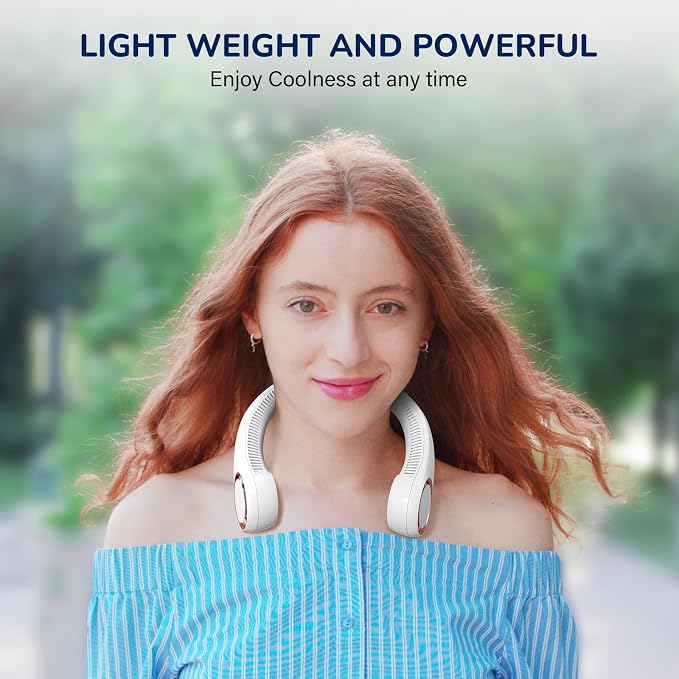 Morelax Neck Fan, USB Rechargeable Personal Fan,Hand Free Bladeless Portable Fans,4000 mAh, 3 Speeds,72 Air Faster softer 360° Cooling, Ultra Quiet,Gift Suitable for Home, Office, Travel, Sports - Image 5