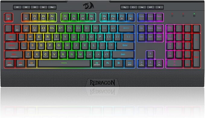 Redragon K525 PRO RGB 3-Mode Wireless Membrane Gaming Keyboard with Multimedia Keys, Linear Mechanical-Feel Switch, 4 Extra On-Board Macro Keys, Dedicated Media Control, Ergonomic Wrist Rest - Image 9