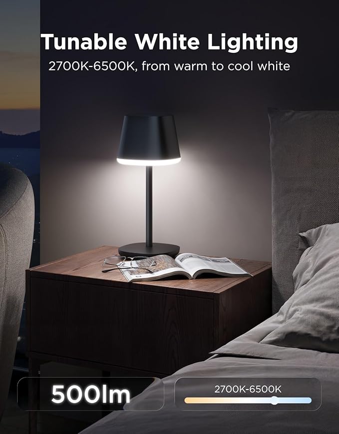 Govee Smart Cordless Table Lamp Classic (No Adapter), RGBIC Desk Lamp | Rechargeable Table Lamp for Bedroom, Living Room, Portable Lamp Works with Matter, Bedside Lamp with 72 Scenes Modes, 500lm - Image 4