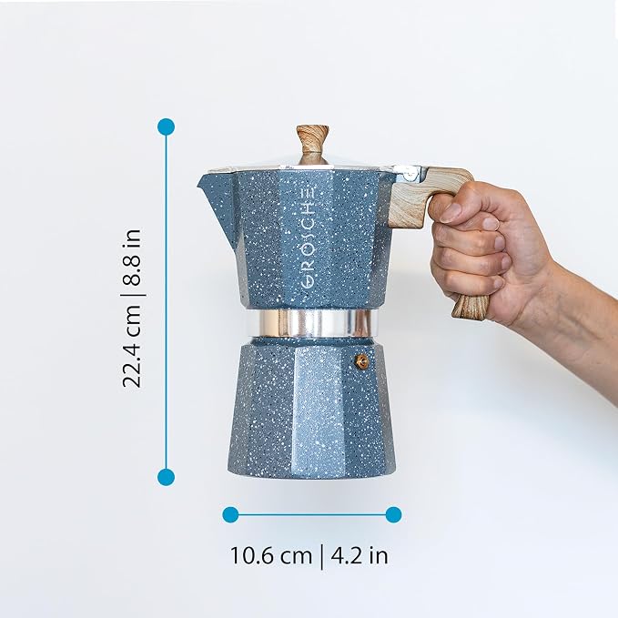 GROSCHE Milano Moka pot, Stovetop Espresso maker, Greca Coffee Maker, Stovetop coffee maker and espresso maker percolator (Indigo, 9 cup) | Cuban Coffee Maker And Italian Moka Pot For Stovetop Espresso; For Gas, Electric, And Propane Stoves With A Soft... - Image 9
