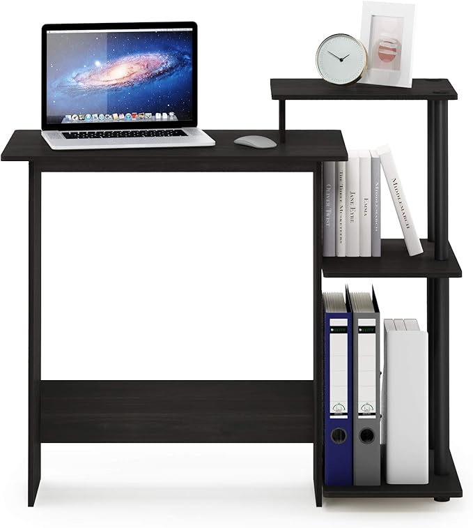 Furinno EFFICIENT Desk, 28.6" Wide Gaming Desk with 3 Open Side Shelves, Laptop Notebook Computer Desk, Office Desk for Home Office, Study Room, Dorm, Bedroom, Dark Espresso - Image 5