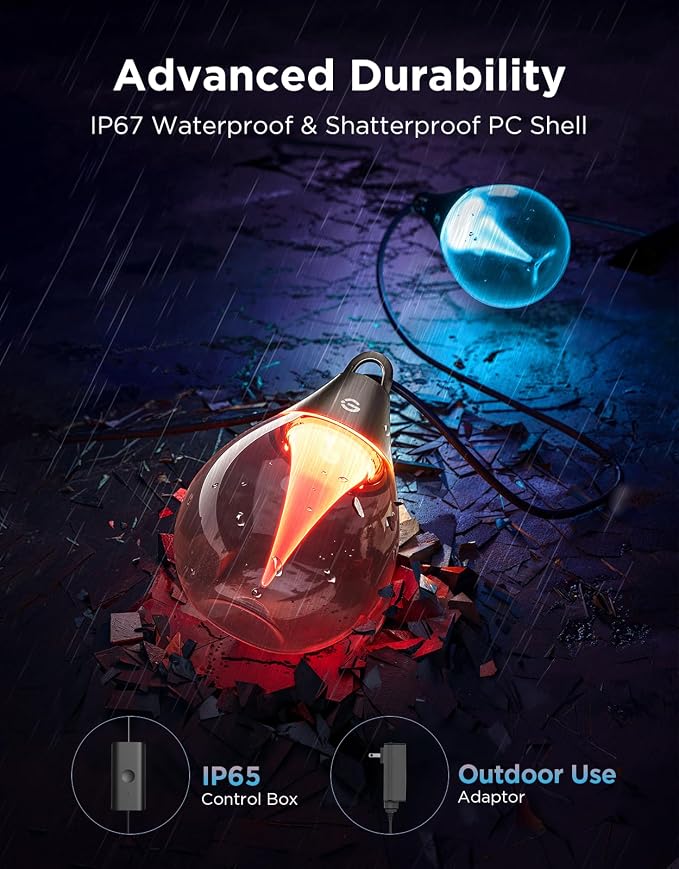 Govee Clear Bulb Outdoor String Lights, 96ft IP67 Patio & Backyard Lights | 30 RGBWIC Dimmable LED Bulbs, 111 Modes, Music Sync, IP67 Waterproof & Shatterproof, Work with Alexa, Google & Matter - Image 5