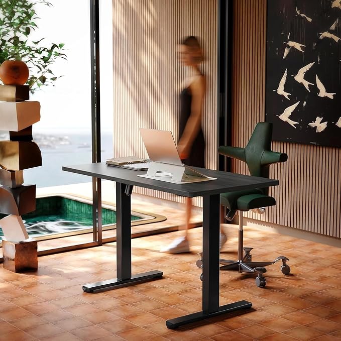 HUANUO 43 x 24 inch Electric Standing Desk Adjustable Height, 4 Memory Height Settings, Sit Stand Up Desk for Home Office & Computer Workstation, Grey - Image 2