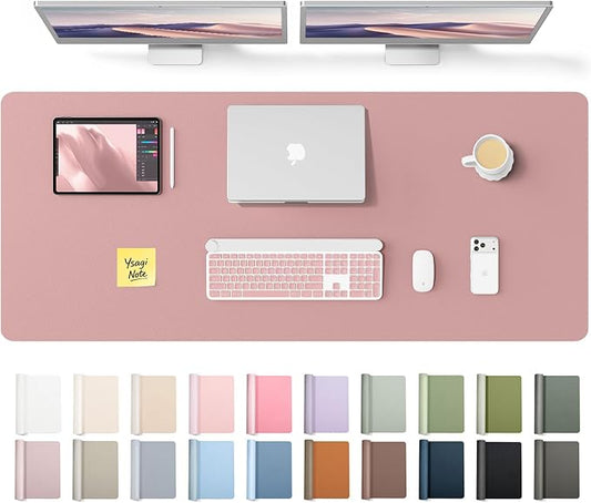 YSAGi Leather Desk Pad Protector, Office Desk Mat, Large Mouse Pad, Non-Slip PU Leather Desk Blotter, Laptop Desk Pad, Waterproof Desk Writing Pad for Office and Home (Pale Mauve,55" x 17.2") by YSAGi