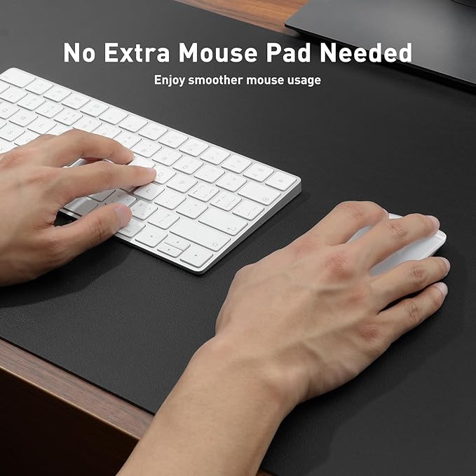 Aothia Faux Leather Desk Mat – Large Mouse Pad, Non-Slip PU Leather Blotter, Waterproof Writing Surface for Office and Home (Black, 47.2" x 23.6") - Image 4