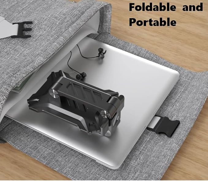 Phone Stand for Desk. Foldable Desktop Mobile Phone Stand with Angle Height Adjustable, Portable Office Cell Phone Holder, Cradle, Dock. Fits All 4.7-13in iPhone/Smartphone/iPad/Tablet. - Image 4
