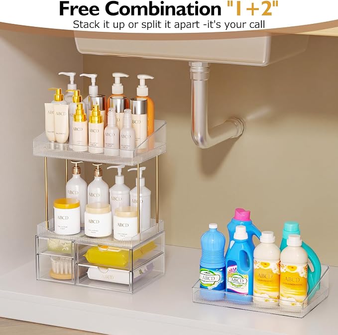 SNSLXH 4-Tier Clear Makeup Organizer Bathroom Storage | 4 Drawers Cosmetics Organiser, Ideal for Countertop, Bathroom, Office, Dresser, for Cosmetics, Skincare, Perfume, Lipstick - Image 3
